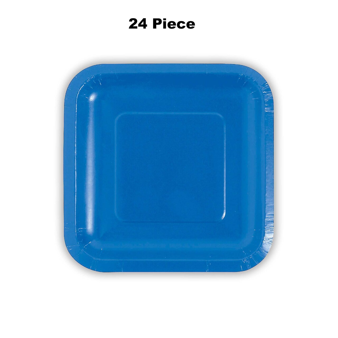 24 Count Royal Blue Square Paper Dessert Plates Bold Colored Disposable Plates for Parties and Events 7"
